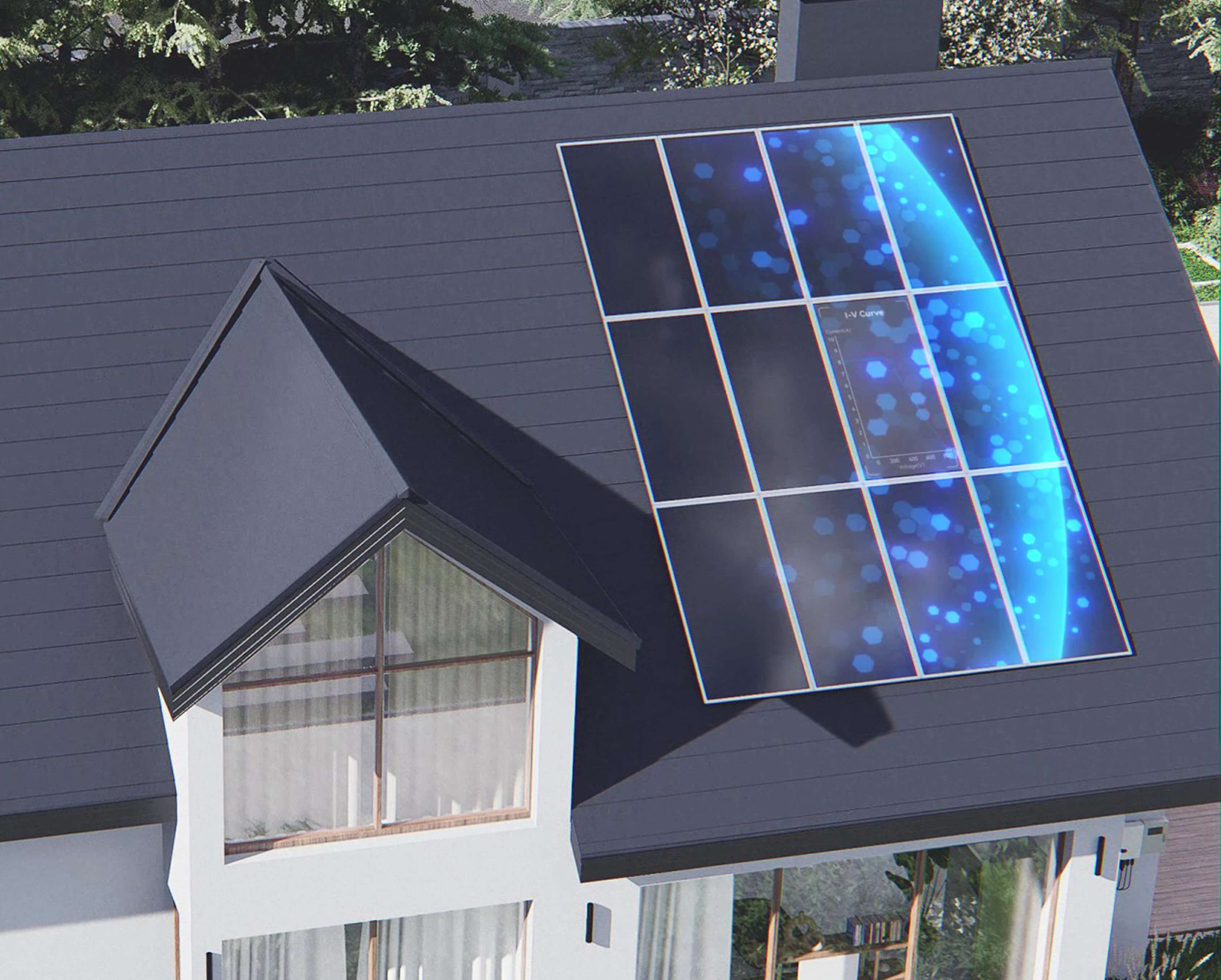 Solavita inverter with IV-curve scanning, showcasing solar panels on a modern rooftop, optimizing energy performance and monitoring system efficiency