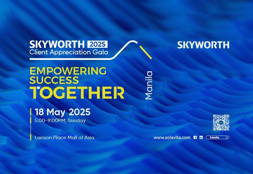 Promotional poster for Intersolar Europe 2025 in Munich, Germany, featuring Solavita's booth C4.430 and images of solar panels, inverters, and battery products.