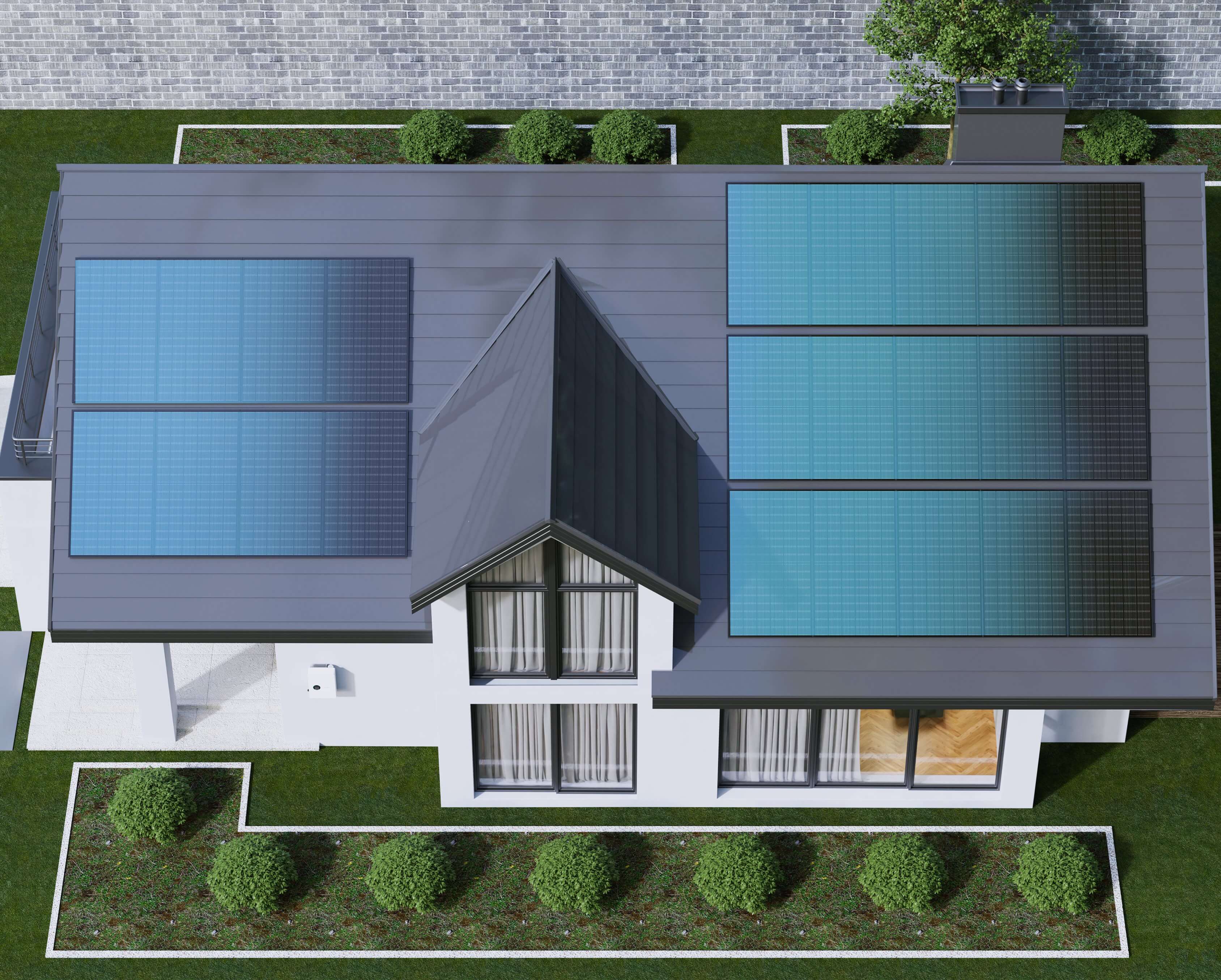 Solavita inverter installed in a residential home with solar panels on the roof, showcasing energy-efficient solution for sustainable living