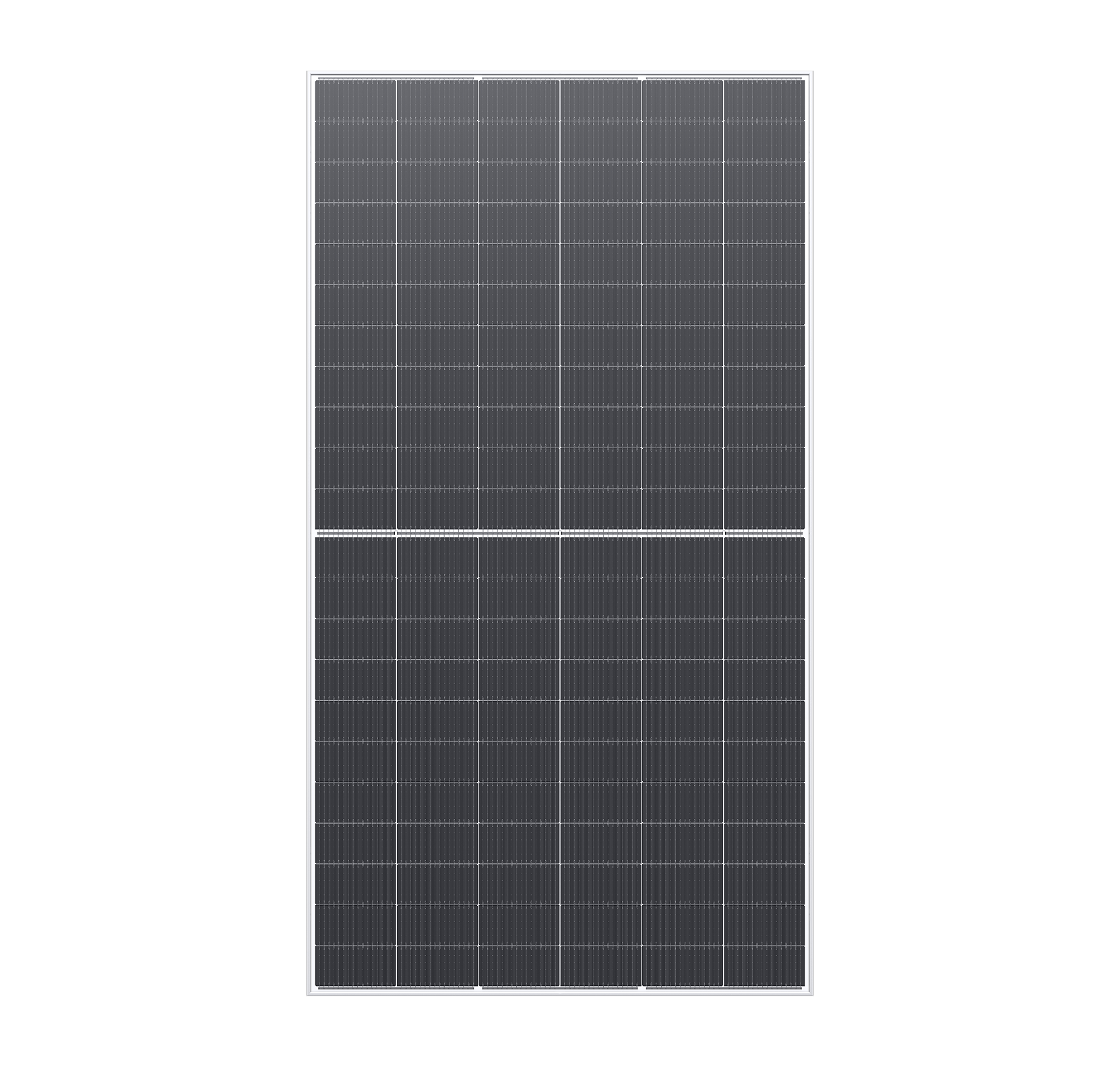 High-efficiency monocrystalline half-cell solar panel with white backsheet and silver frame, designed for large-scale commercial and utility solar installations