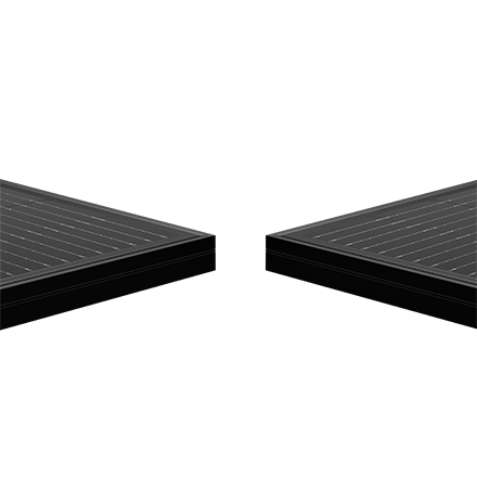 Edge-to-edge alignment of two Solavita solar modules, showcasing ultra-slim black frame design