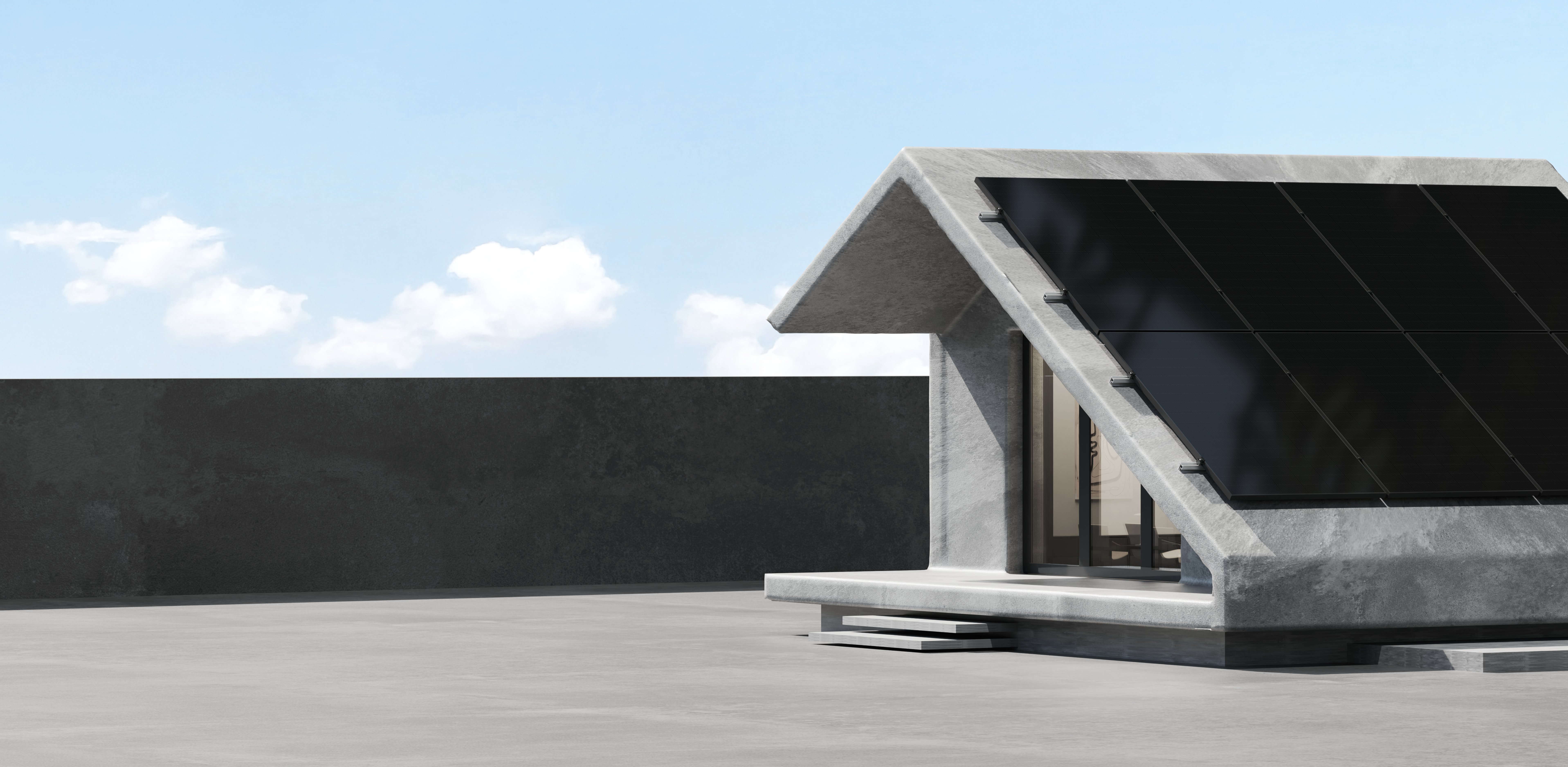 Solavita black solar panels mounted on concrete roof using triangle racking system