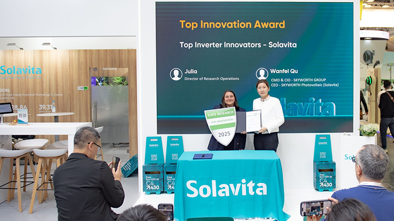Solavita awarded the 2025 Top Innovation Award for inverter technology excellence at the Intersolar exhibition in German